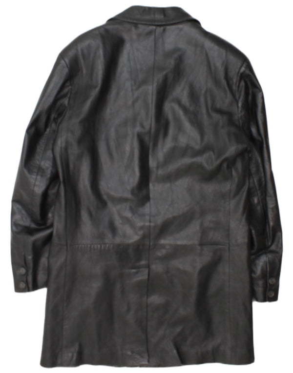 Vintage Mens Leather Coat IT 50 Large Black Leather