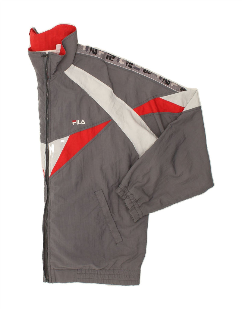 FILA Mens Graphic Tracksuit Top Jacket XL Grey Colourblock Polyamide Vintage Fila and Second-Hand Fila from Messina Hembry 