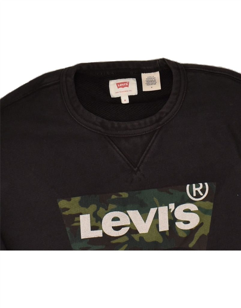 LEVI'S Mens Graphic Sweatshirt Jumper Medium Black Cotton | Vintage Levi's | Thrift | Second-Hand Levi's | Used Clothing | Messina Hembry 