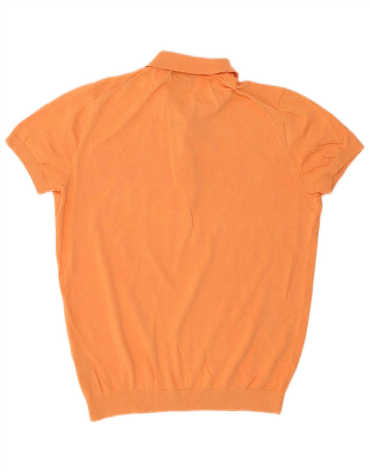 Massimo Dutti Mens Polo Shirt Small Orange Cotton