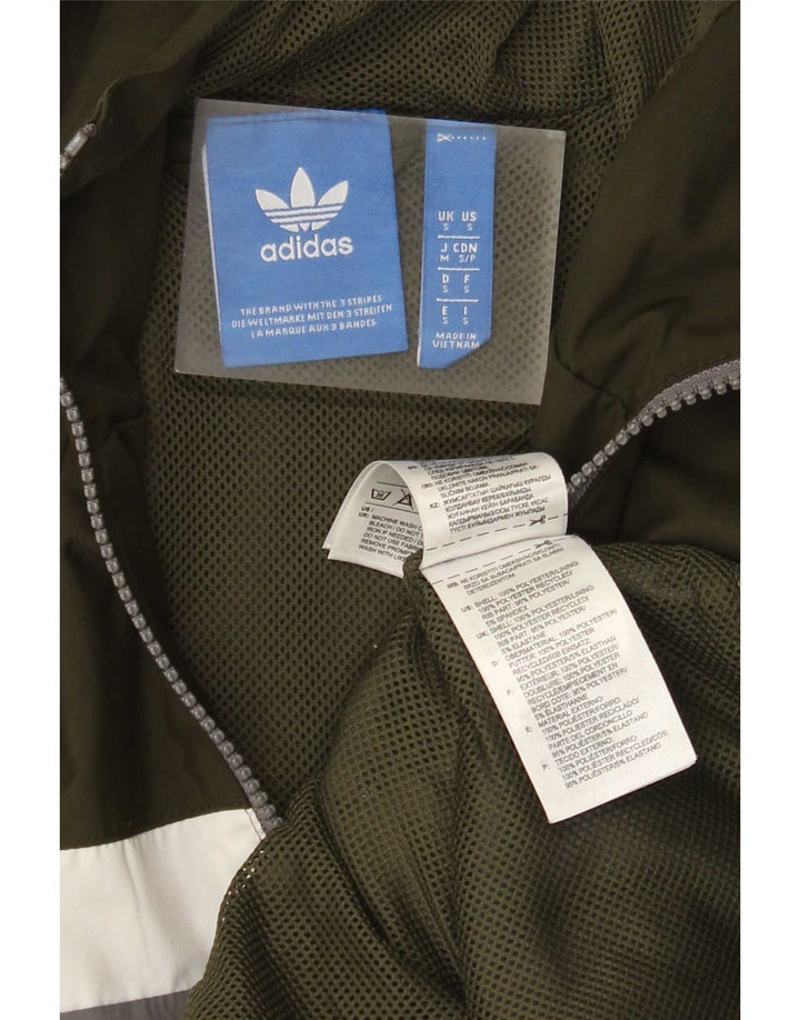 Adidas Mens Hooded Tracksuit Top Jacket Small Grey Colourblock Polyester