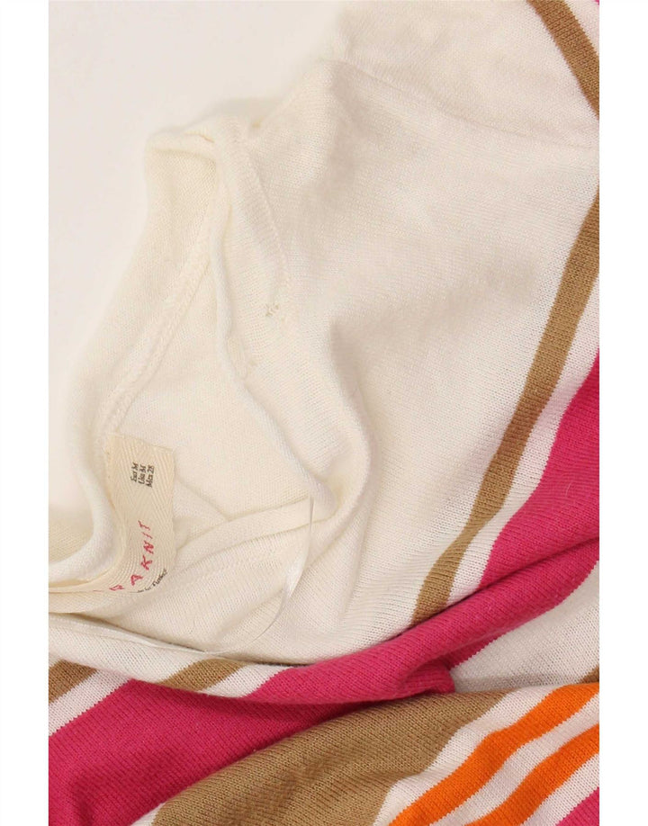 Zara Womens Top 3/4 Sleeve UK 14 Medium Multicoloured Striped Cotton