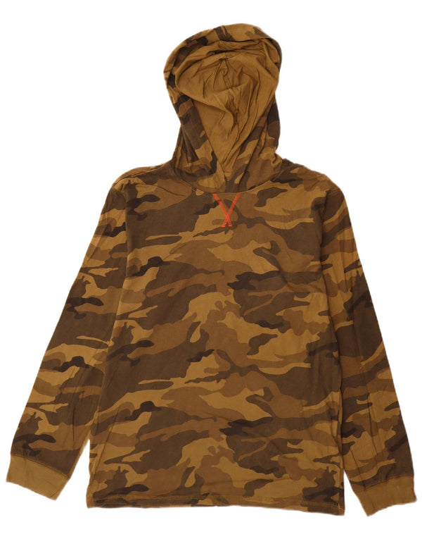 Wrangler Boys Hooded Top Long Sleeve 15-16 Years 2XL Khaki Camouflage