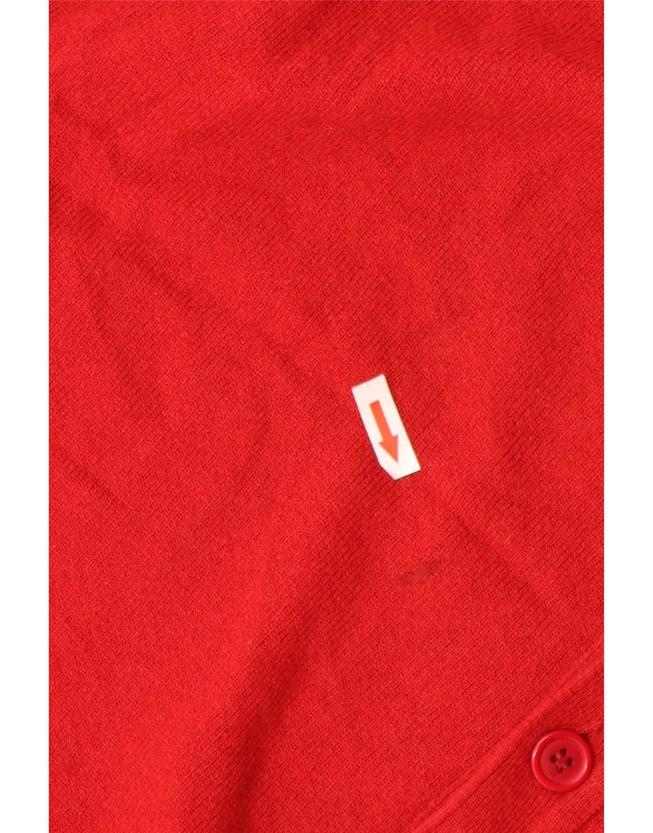 Benetton Mens Sleeveless Cardigan Sweater Large Red Wool