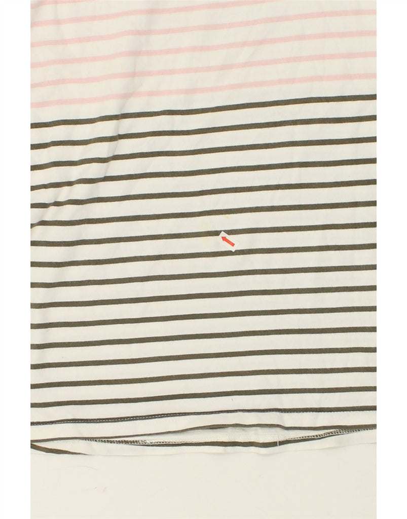 JOULES Womens Top Long Sleeve UK 12 Medium  White Striped Cotton | Vintage Joules | Thrift | Second-Hand Joules | Used Clothing | Messina Hembry 