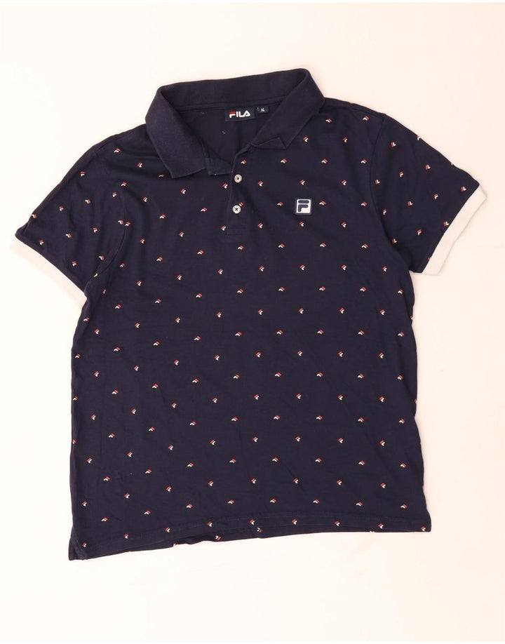 Fila Mens Polo Shirt XL Navy Blue Flecked Cotton