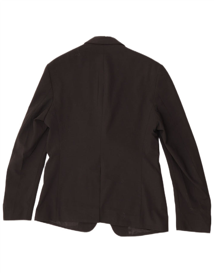 Zara Mens 2 Button Blazer Jacket EU 48 Medium Black Polyester