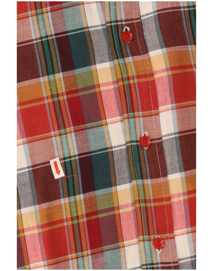 VINTAGE Mens Military Short Sleeve Shirt IT 50 Medium Multicoloured Plaid