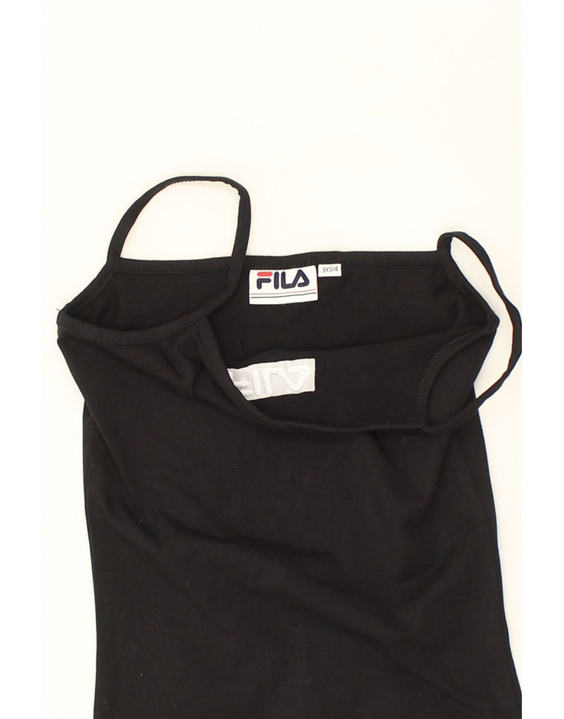 FILA Womens Sleeveless T-Shirt Dress UK 2 2XS Black Cotton | Vintage Fila | Thrift | Second-Hand Fila | Used Clothing | Messina Hembry 