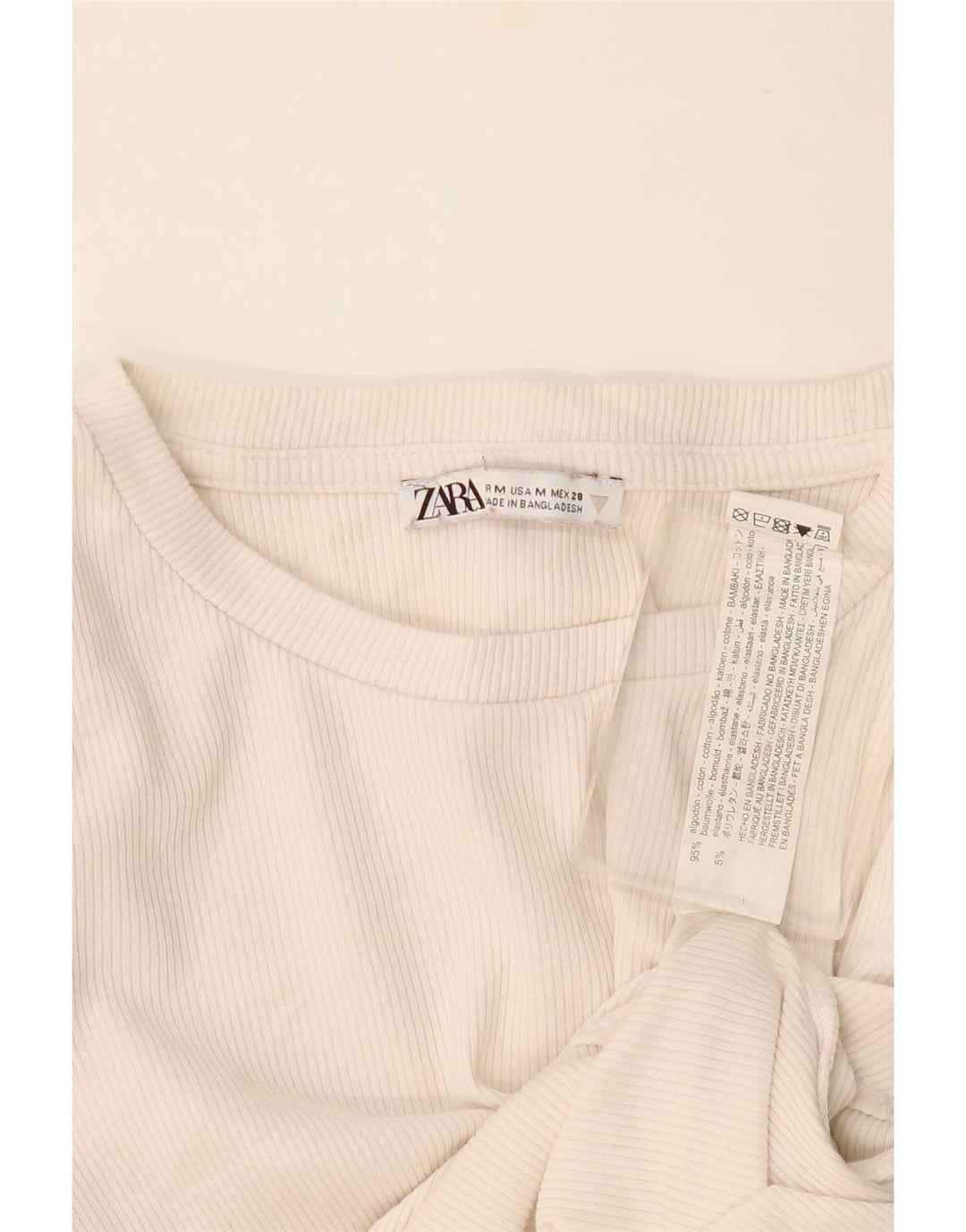 Zara Womens Bodysuit UK 12 Medium Off White Cotton