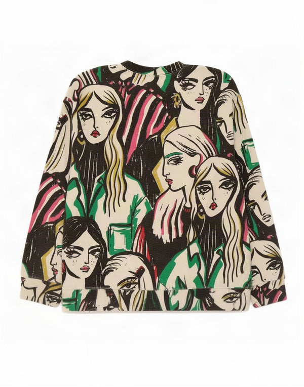 Zara Womens Graphic Sweatshirt Jumper UK 14 Medium Multicoloured
