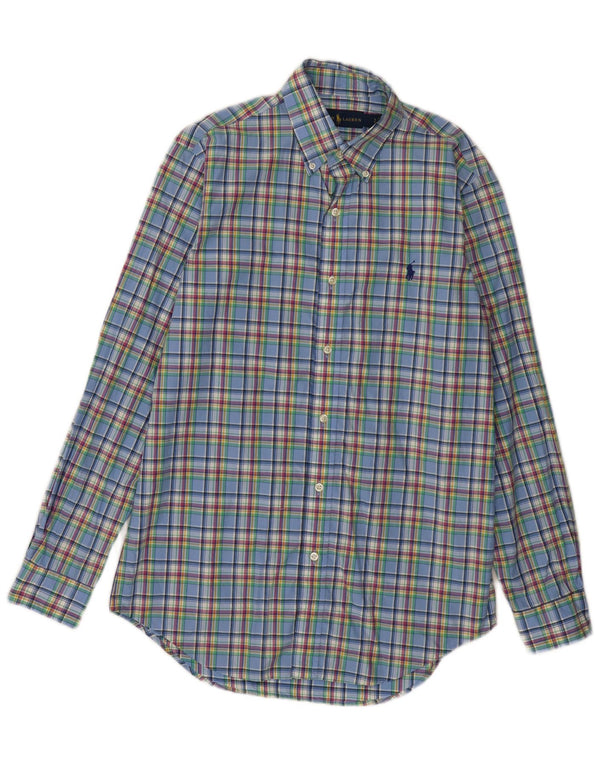 Ralph Lauren Mens Shirt Small Blue Check Cotton