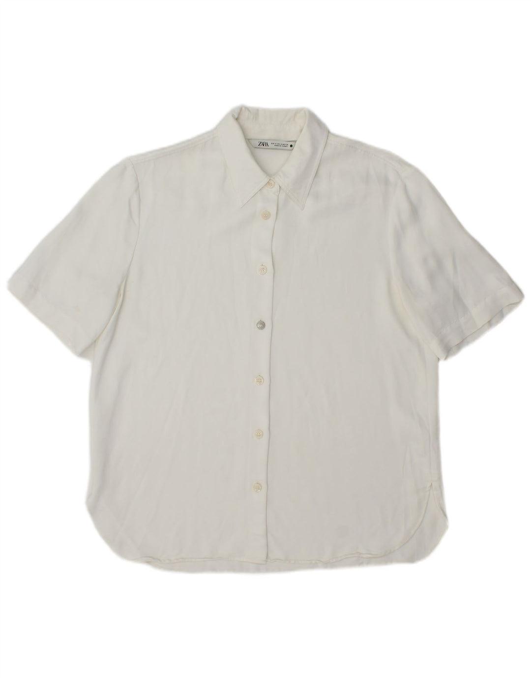 Zara Womens Short Sleeve Shirt UK 14 Medium White Viscose