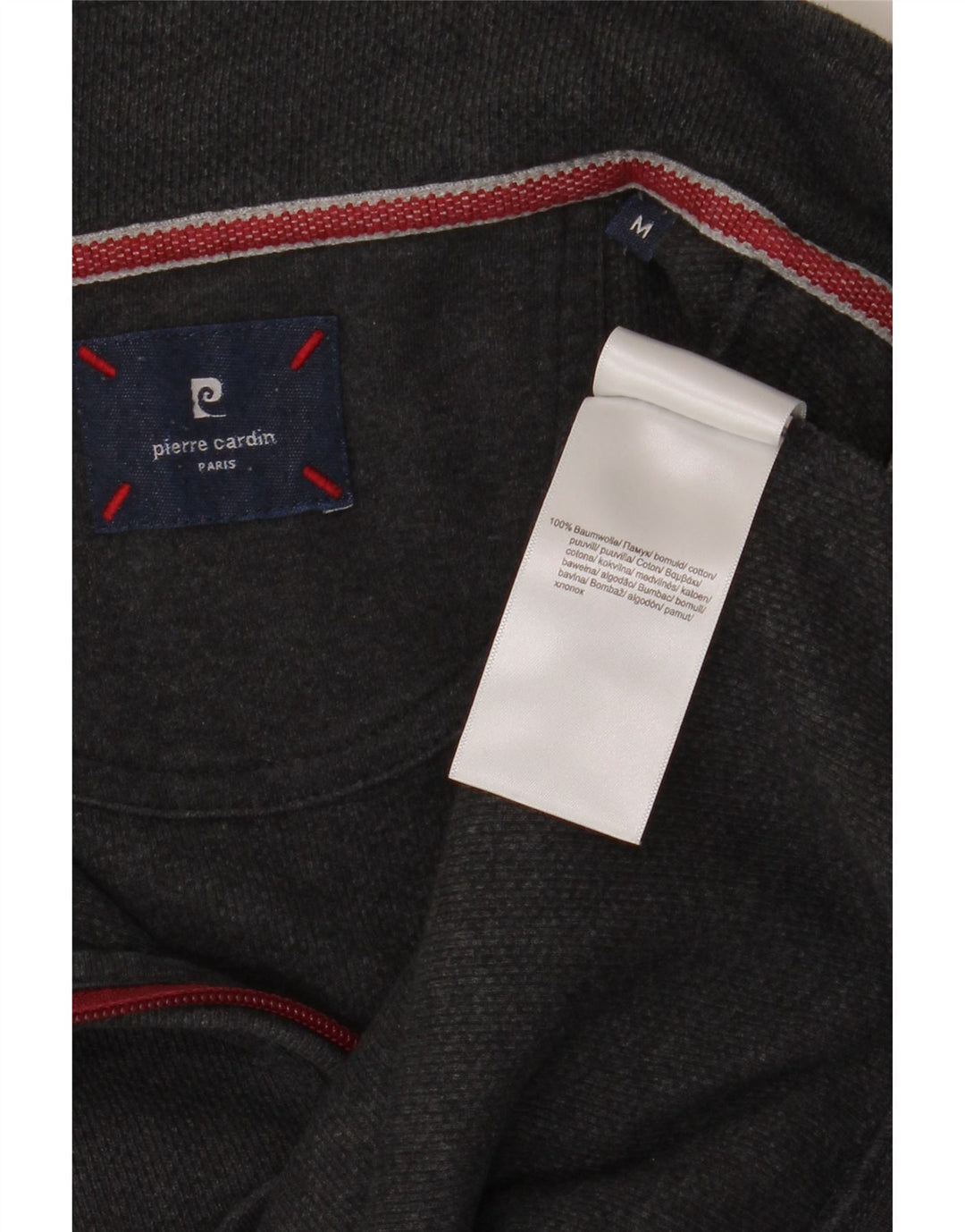 Pierre Cardin Mens Zip Neck Sweatshirt Jumper Medium Grey Cotton