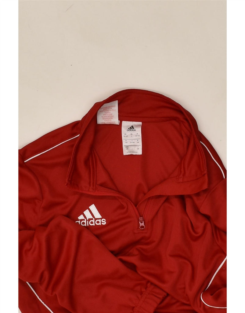 ADIDAS Boys Climalite Pullover Tracksuit Top 13-14 Years Red Polyester | Vintage Adidas | Thrift | Second-Hand Adidas | Used Clothing | Messina Hembry 