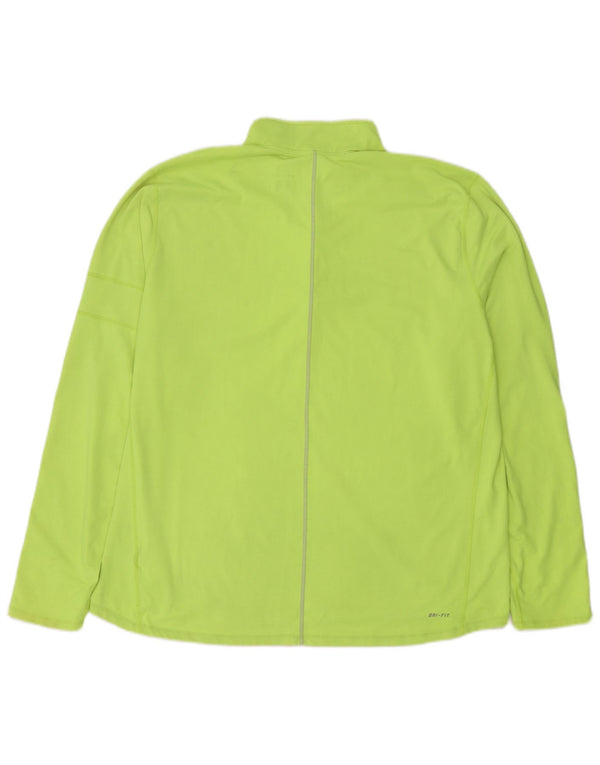 Nike Mens Dri Fit Zip Neck Pullover Tracksuit Top 2XL Green Polyester