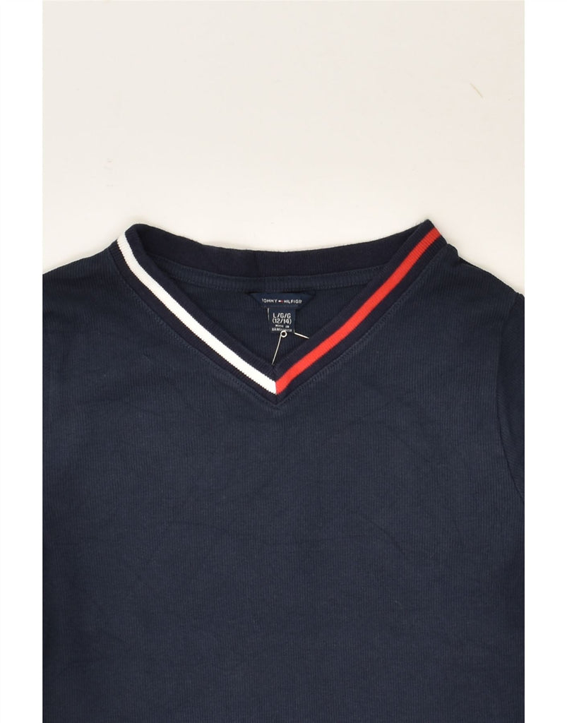 TOMMY HILFIGER Girls T-Shirt Top 12-13 Years Large  Navy Blue Cotton | Vintage Tommy Hilfiger | Thrift | Second-Hand Tommy Hilfiger | Used Clothing | Messina Hembry 