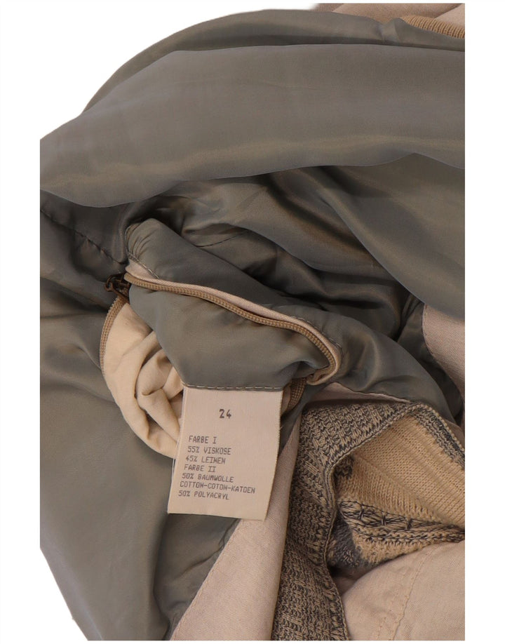 Vintage Mens Bomber Jacket UK 38 Medium Beige Geometric Viscose