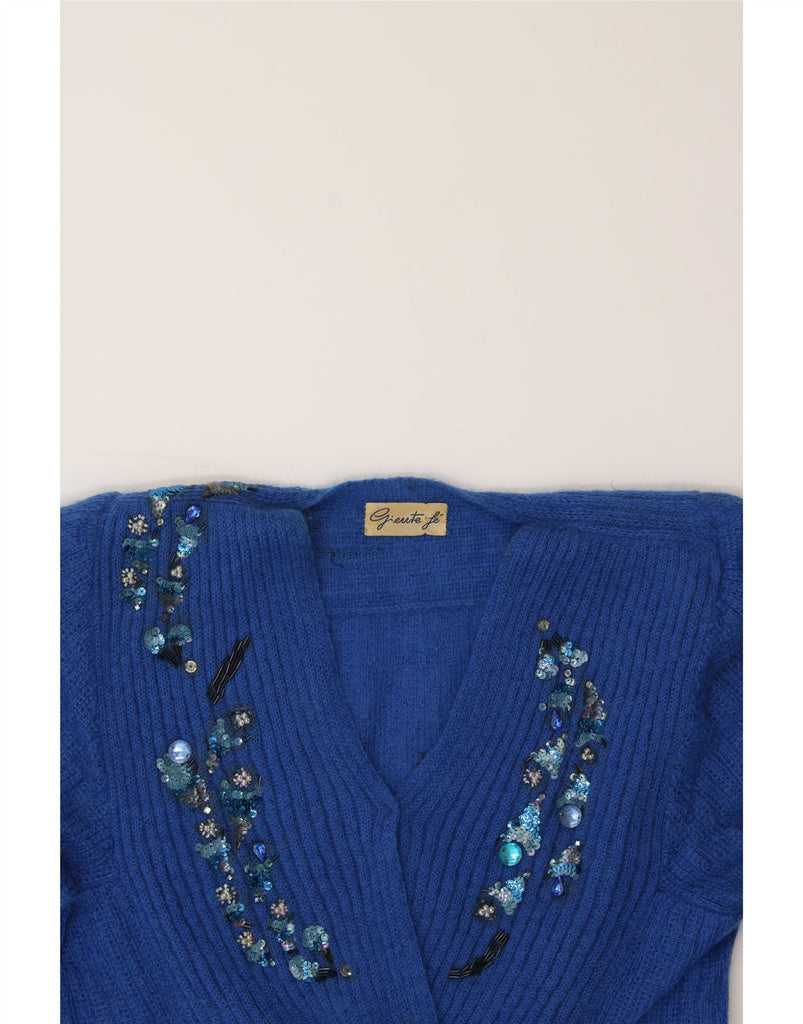 VINTAGE Womens V-Neck Jumper Sweater UK 18 XL Blue Mohair Vintage Vintage and Second-Hand Vintage from Messina Hembry 