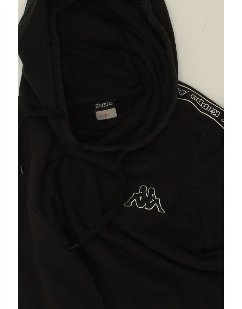 KAPPA Boys Graphic Hoodie Jumper 9-10 Years Black Cotton Vintage Kappa and Second-Hand Kappa from Messina Hembry 