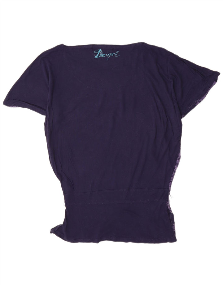 Desigual Womens Batwing Blouse Top UK 10 Small Navy Blue Viscose