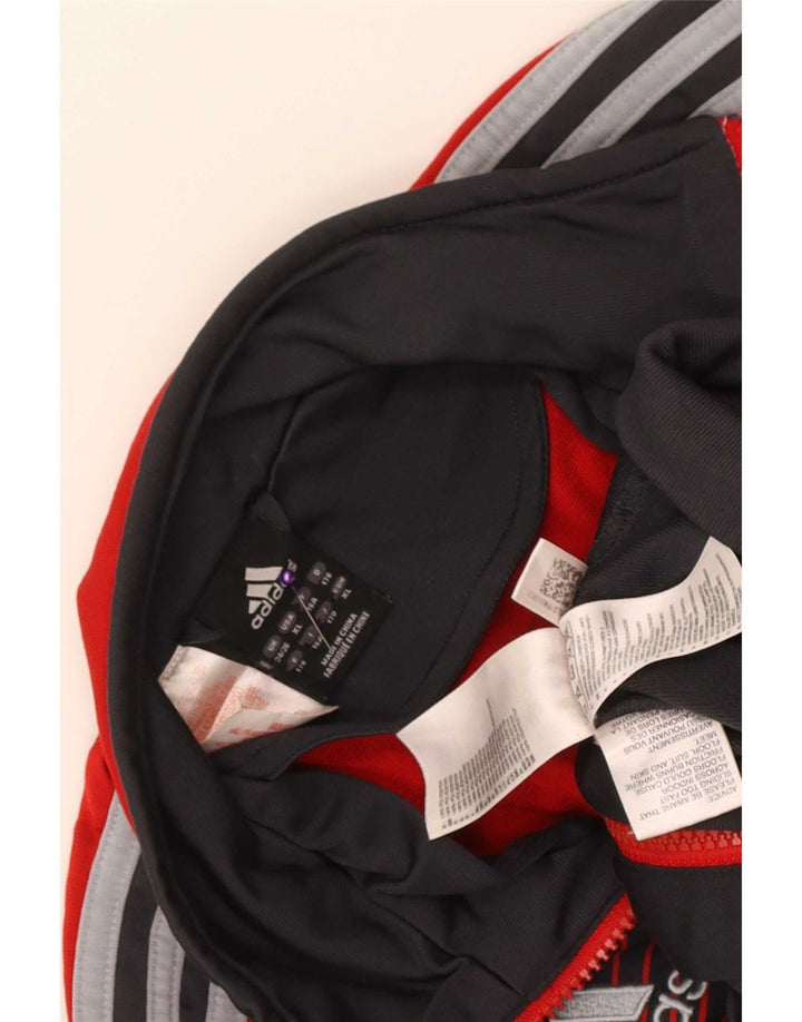 Adidas Boys Graphic Tracksuit Top Jacket 15-16 Years Red Colourblock