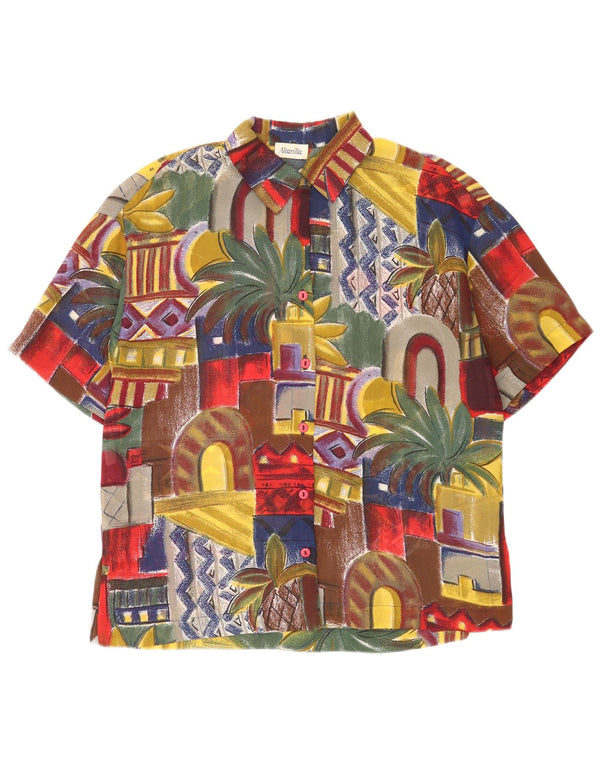 Vintage Womens Short Sleeve Shirt Blouse UK 10 Small Multicoloured