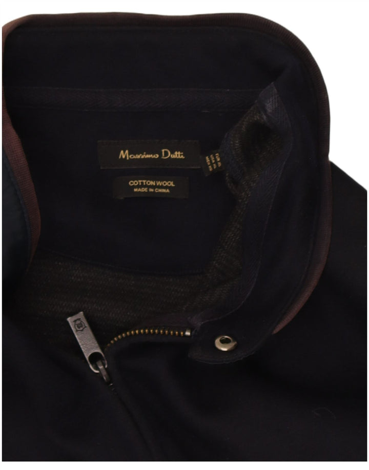 Massimo Dutti Mens Tracksuit Top Jacket XL Navy Blue Colourblock Cotton