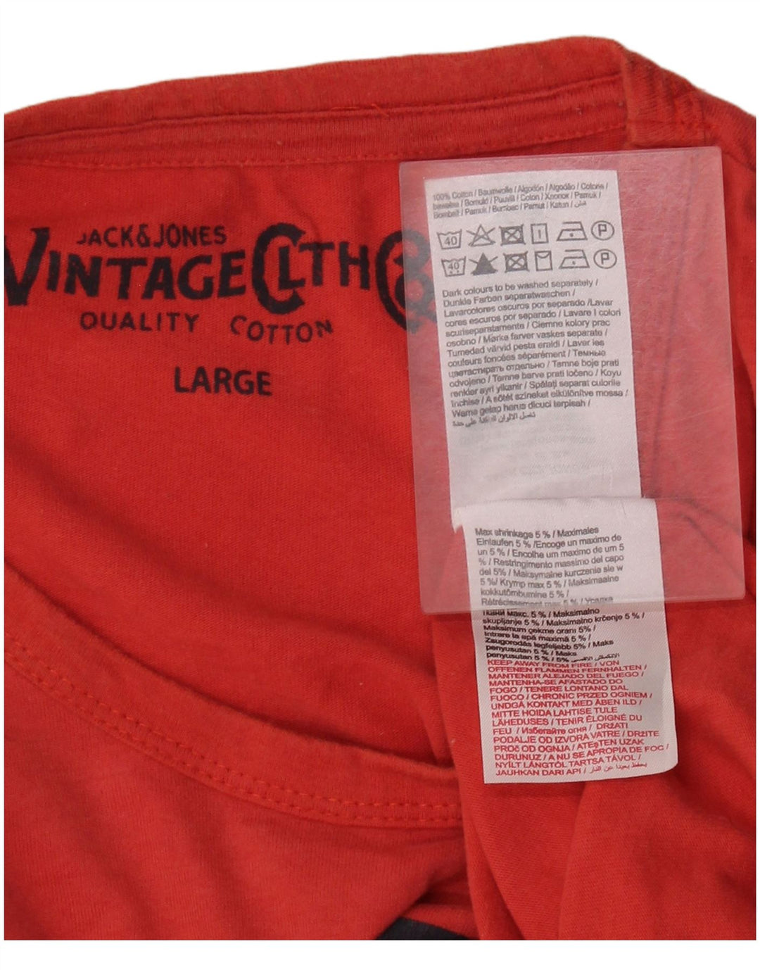 Jack & Jones Mens Graphic T-Shirt Top Large Red Cotton