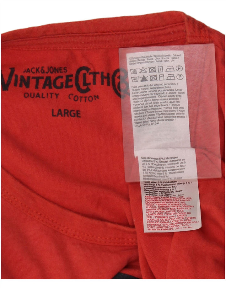 Jack & Jones Mens Graphic T-Shirt Top Large Red Cotton