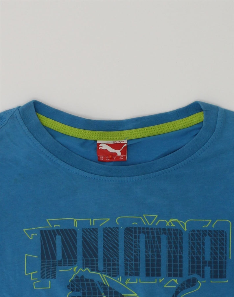 PUMA Boys Graphic T-Shirt Top 5-6 Years Blue Cotton | Vintage Puma | Thrift | Second-Hand Puma | Used Clothing | Messina Hembry 