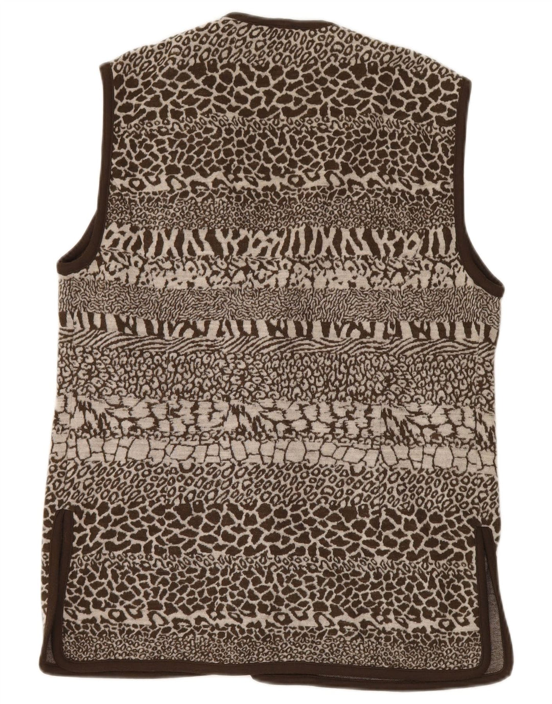 Pierre Cardin Womens Gilet IT 44 Medium Brown Animal Print Wool
