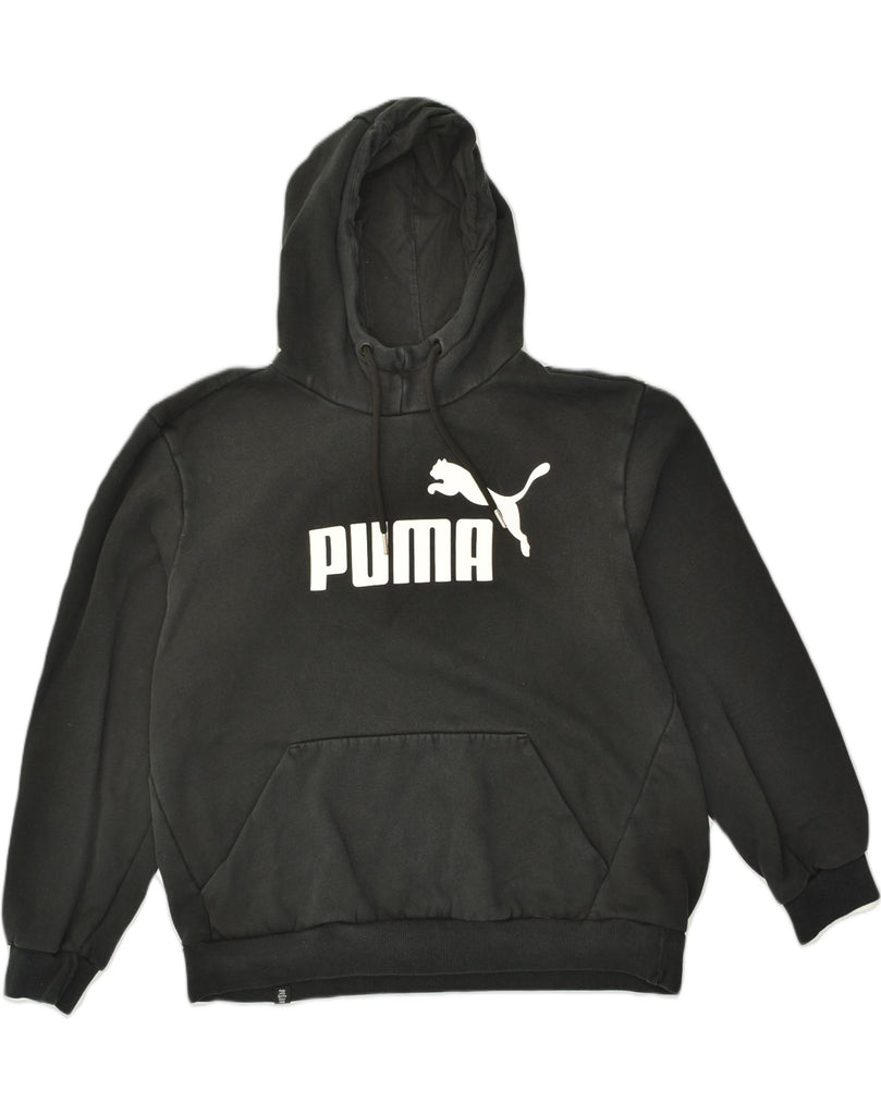 PUMA Mens Graphic Hoodie Jumper Large Black Cotton | Vintage Puma | Thrift | Second-Hand Puma | Used Clothing | Messina Hembry 