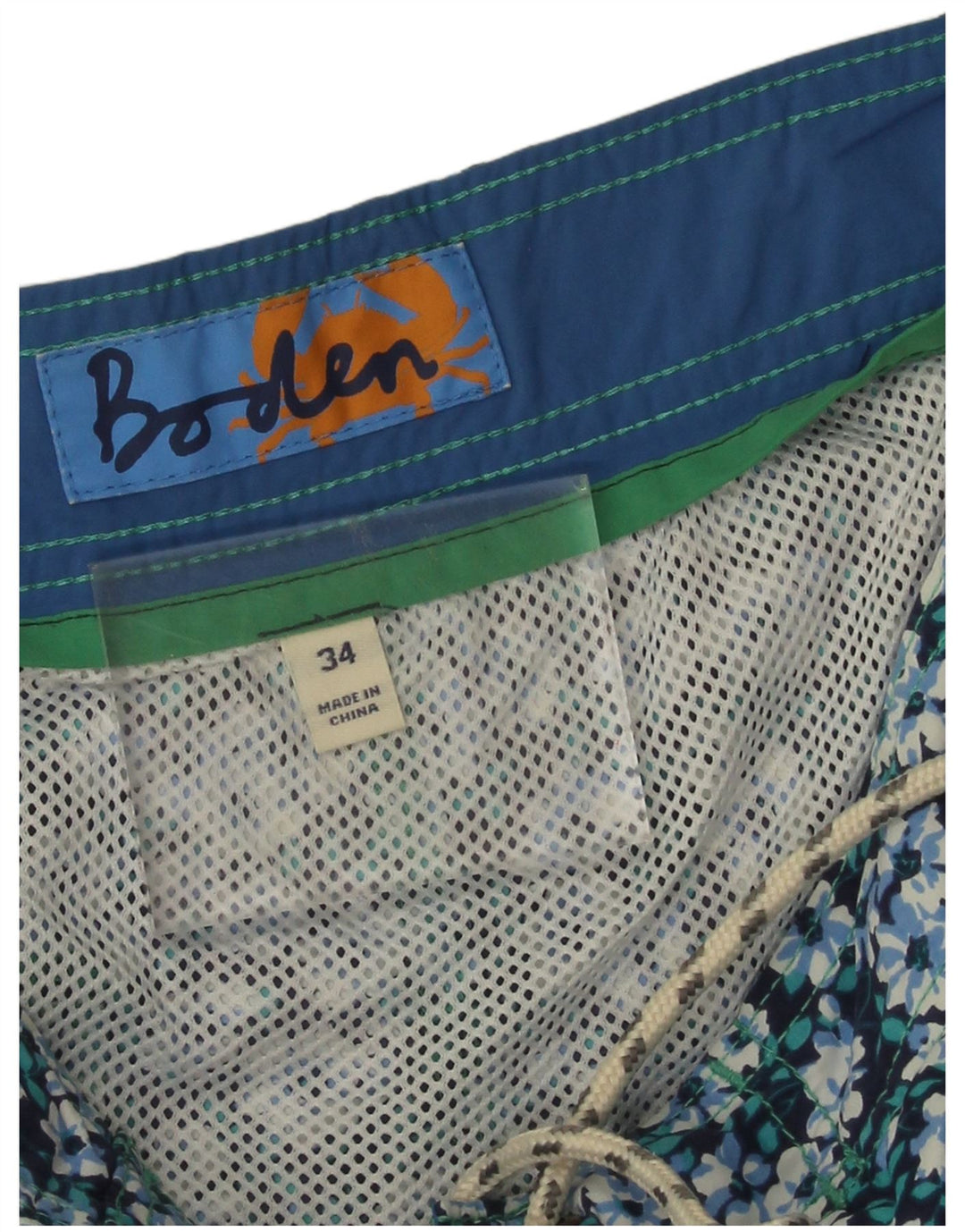 Boden Mens Swimming Shorts Large  Blue Floral Nylon