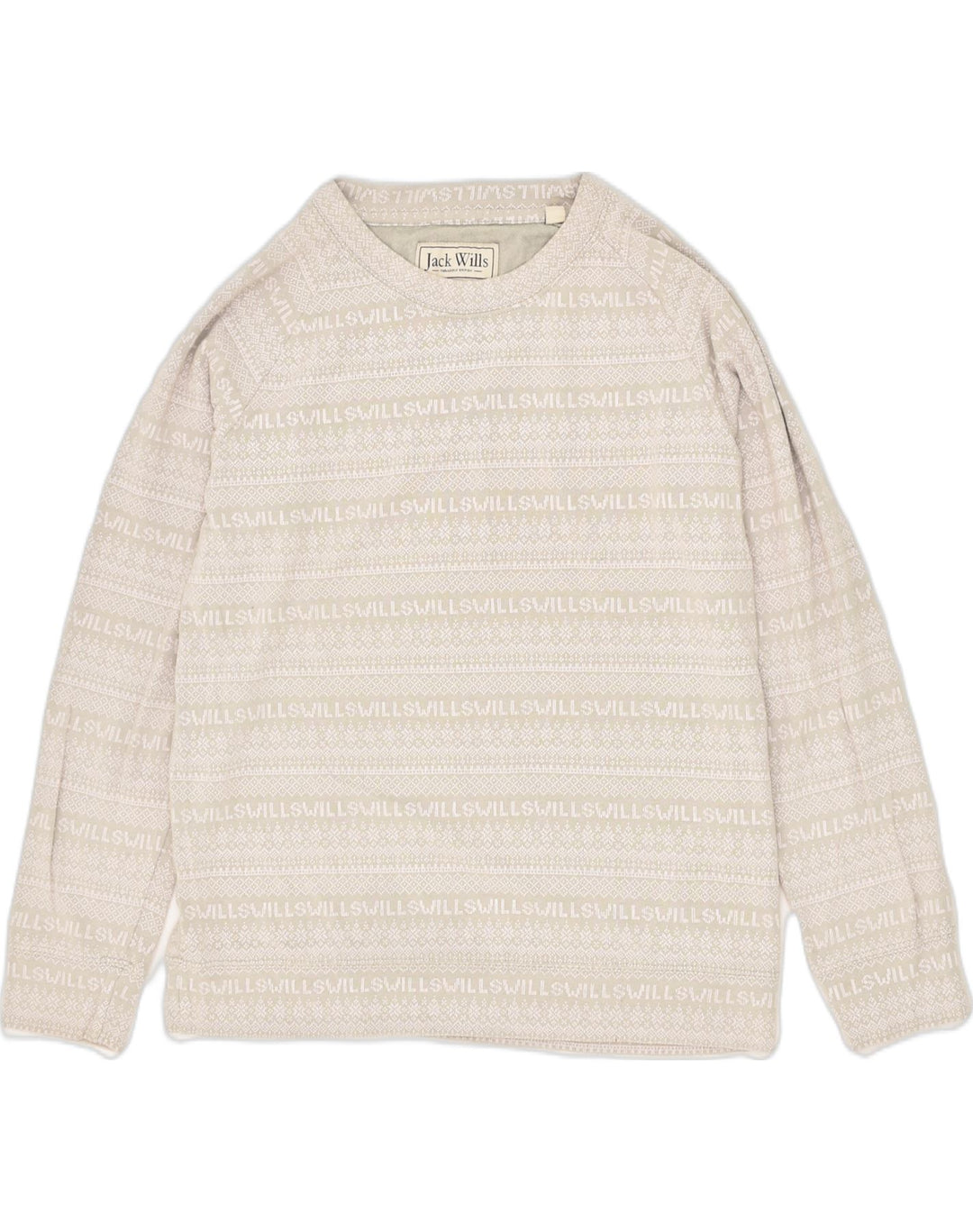 JACK WILLS Womens Graphic Sweatshirt Jumper UK 12 Medium  Grey Striped | Vintage Jack Wills | Thrift | Second-Hand Jack Wills | Used Clothing | Messina Hembry 
