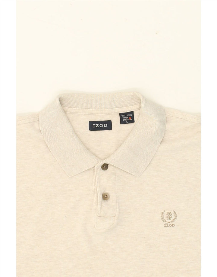 IZOD Mens Polo Shirt Large Beige Cotton Vintage Izod and Second-Hand Izod from Messina Hembry 