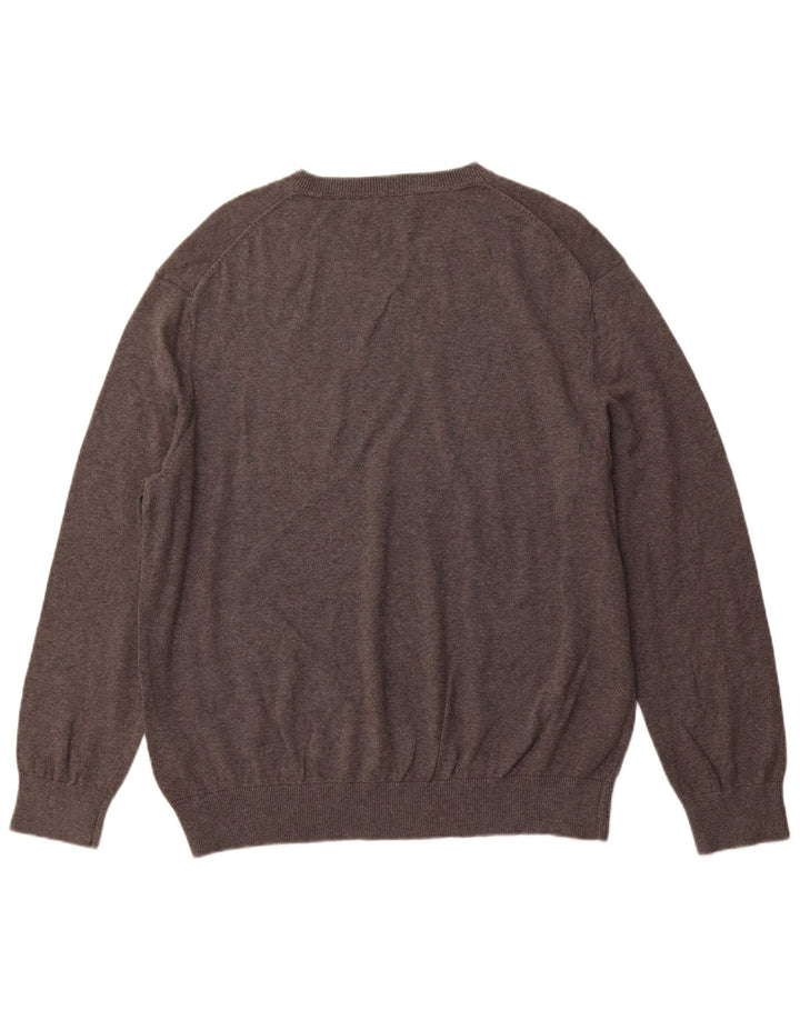 NAUTICA Mens V-Neck Jumper Sweater XL Grey Cotton