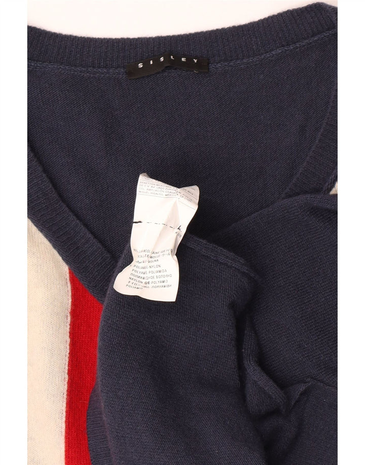Sisley Womens England Oversized Vest Tank Top One Size Blue Wool