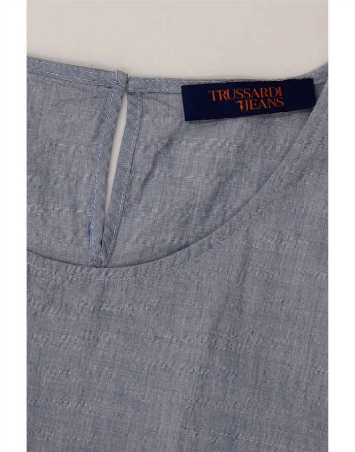 TRUSSARDI Womens 3/4 Sleeve Blouse Top UK 12 Medium Blue Vintage Trussardi and Second-Hand Trussardi from Messina Hembry 