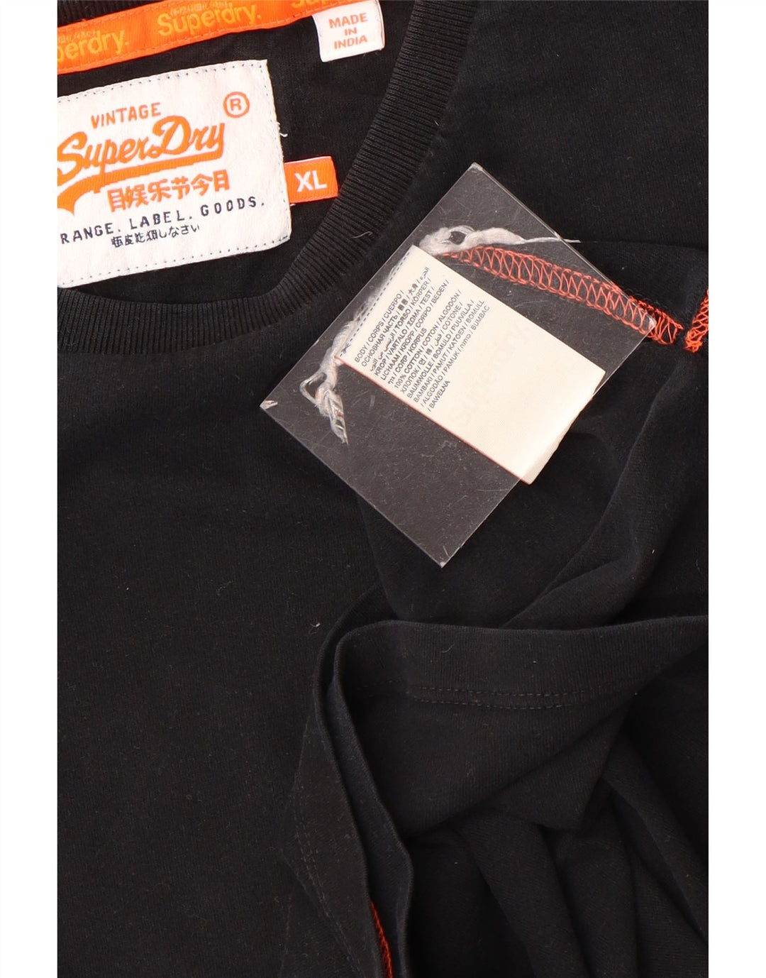 Superdry Mens T-Shirt Top XL Black Cotton