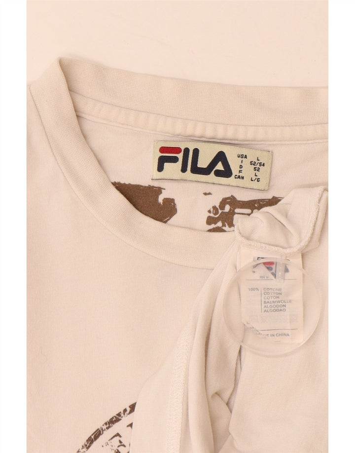 FILA Mens Graphic T-Shirt Top Large White Cotton