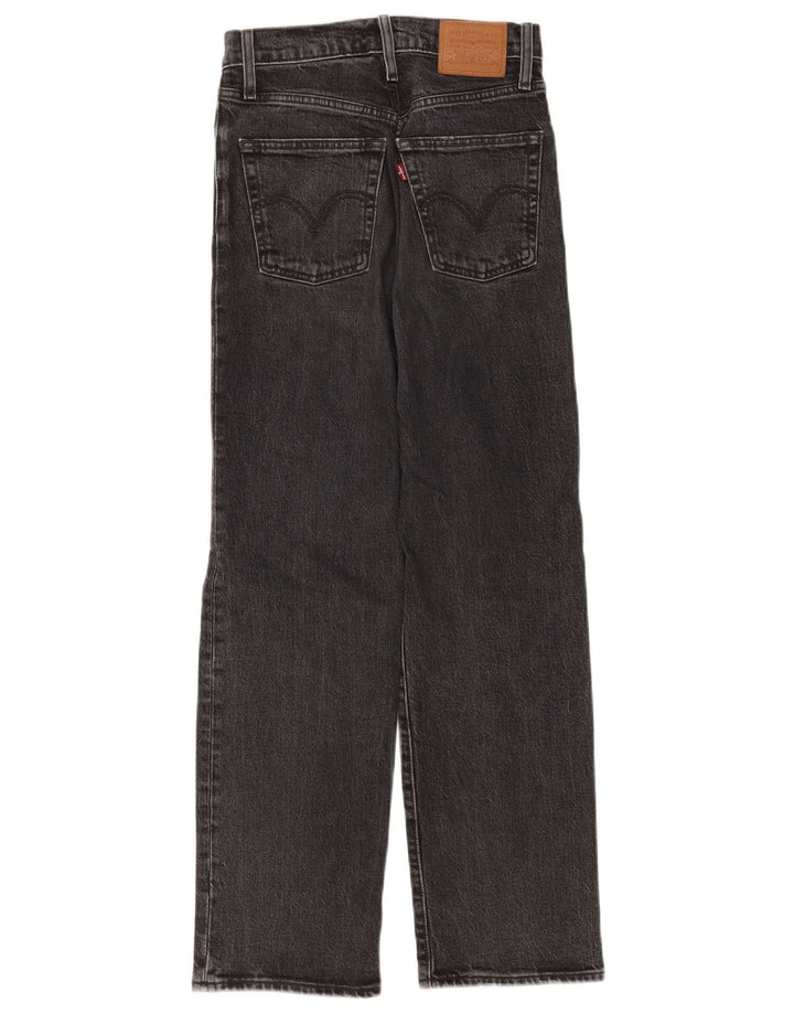 Levi's Womens Ribcage Straight Jeans W24 L28 Grey Cotton