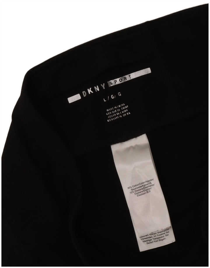 Dkny Womens Graphic Leggings UK 14 Large  Black Cotton