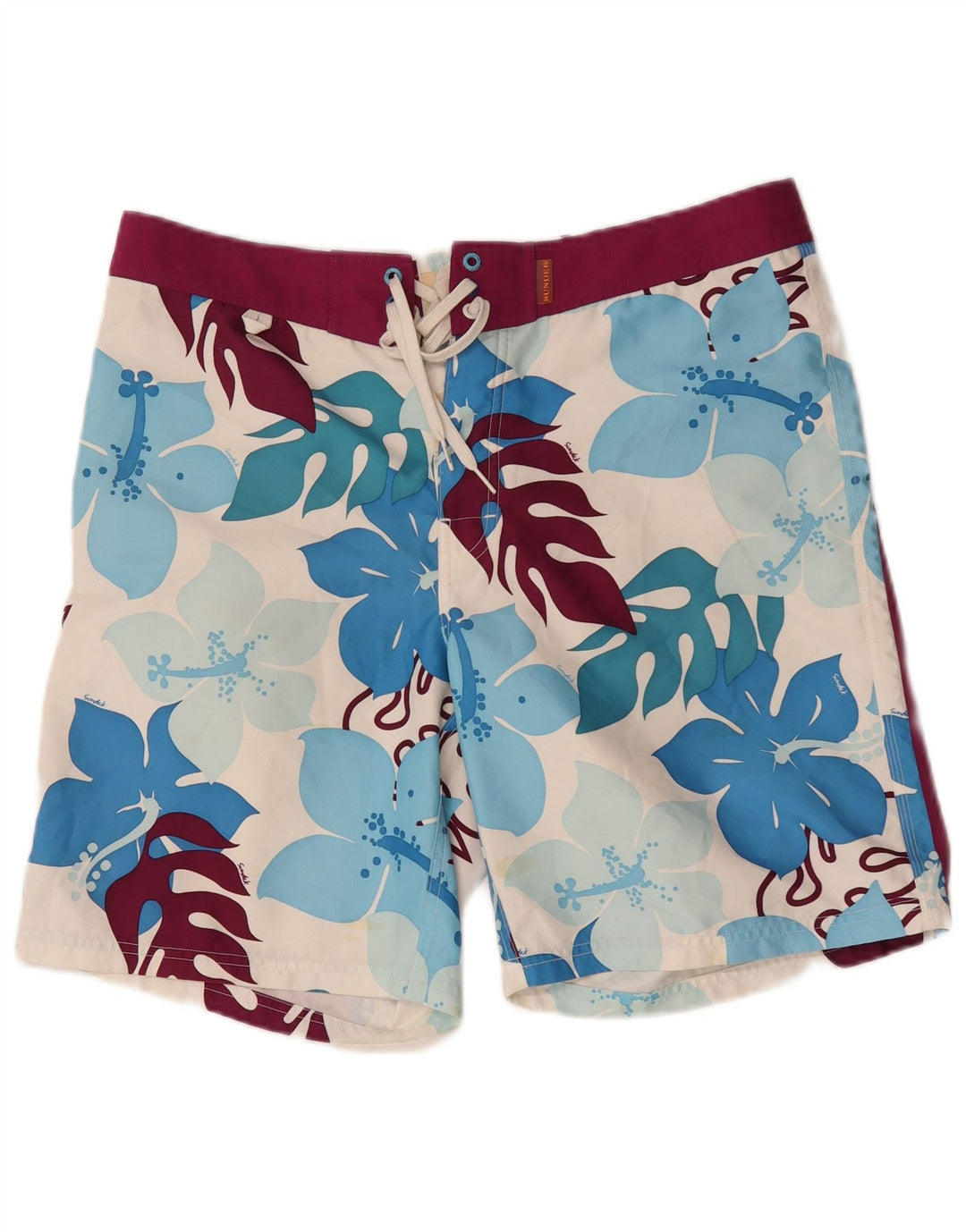 Sundek Mens Swimming Shorts Large White Floral Polyester