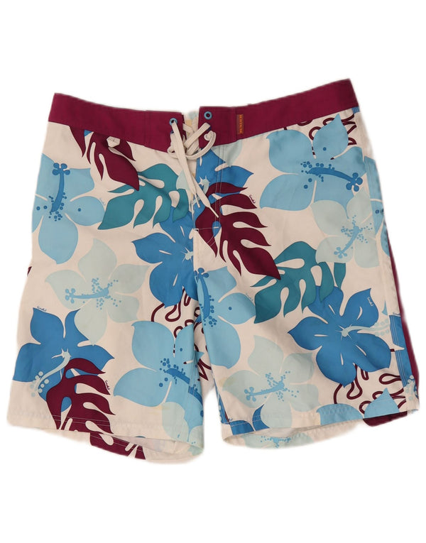 Sundek Mens Swimming Shorts Large White Floral Polyester