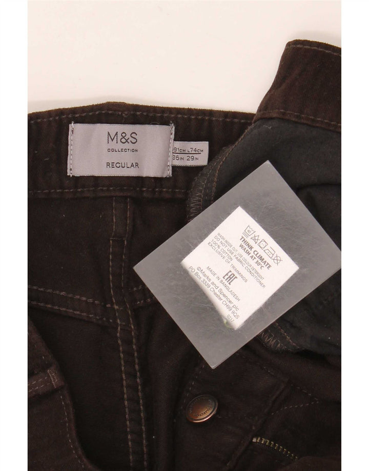 Marks & Spencer Mens Regular Fit Straight Jeans W36 L29 Brown Cotton