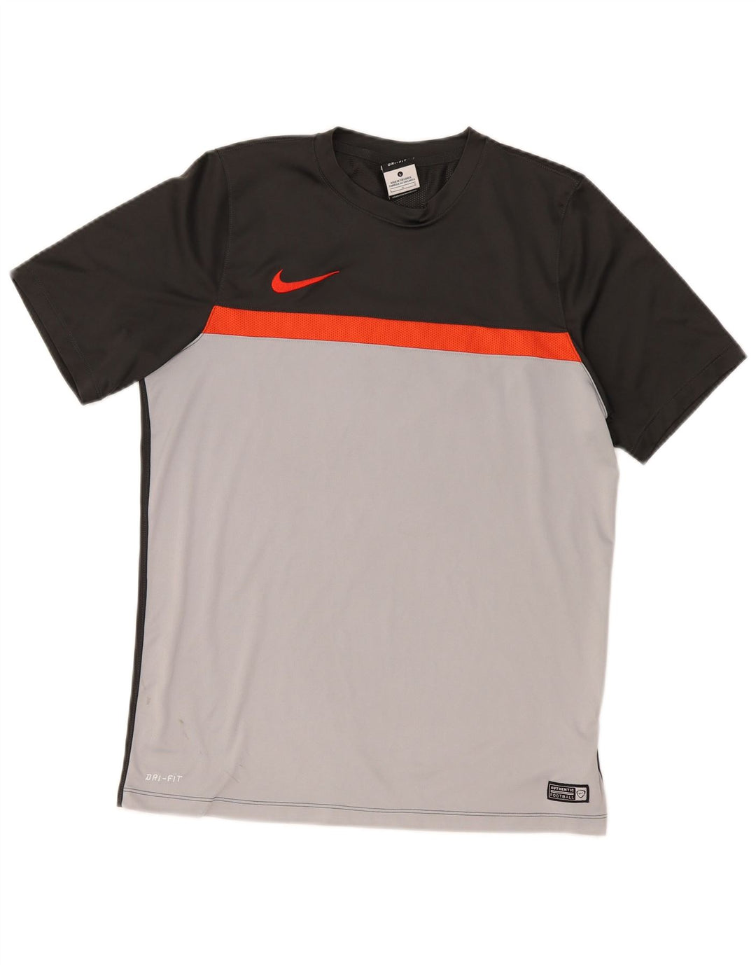 Nike Mens Dri Fit T-Shirt Top Large Grey Colourblock Polyester