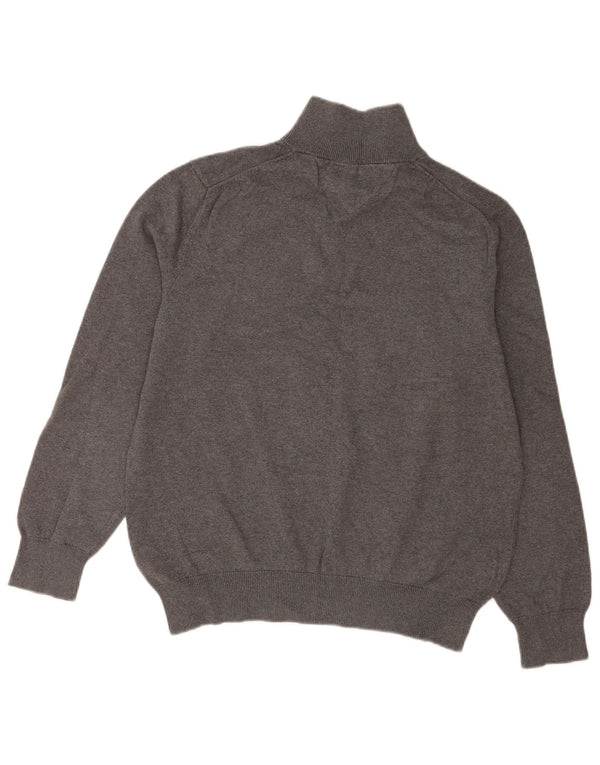 Tommy Hilfiger Mens Zip Neck Jumper Sweater Large Grey Cotton