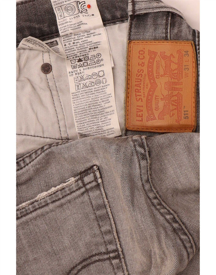 Levi's Mens 511 Slim Jeans W31 L34 Grey Cotton