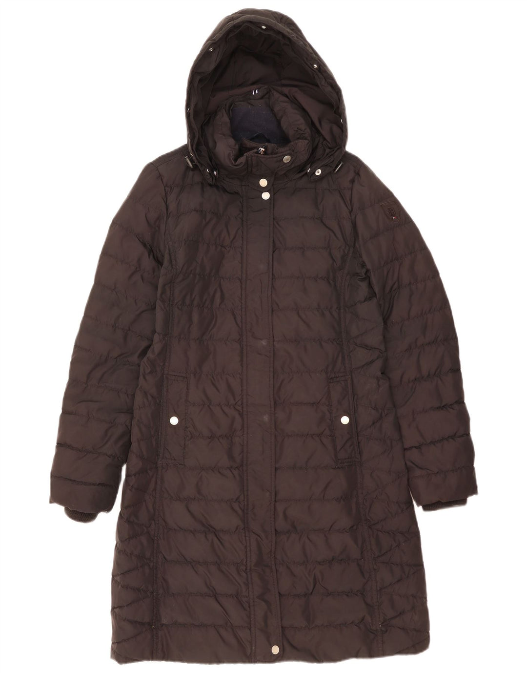 Tommy Hilfiger Womens Hooded Padded Coat UK 16 Small Black Polyester